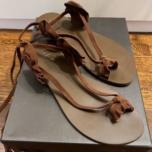 Tibi Amari Suede Sandal in Tan